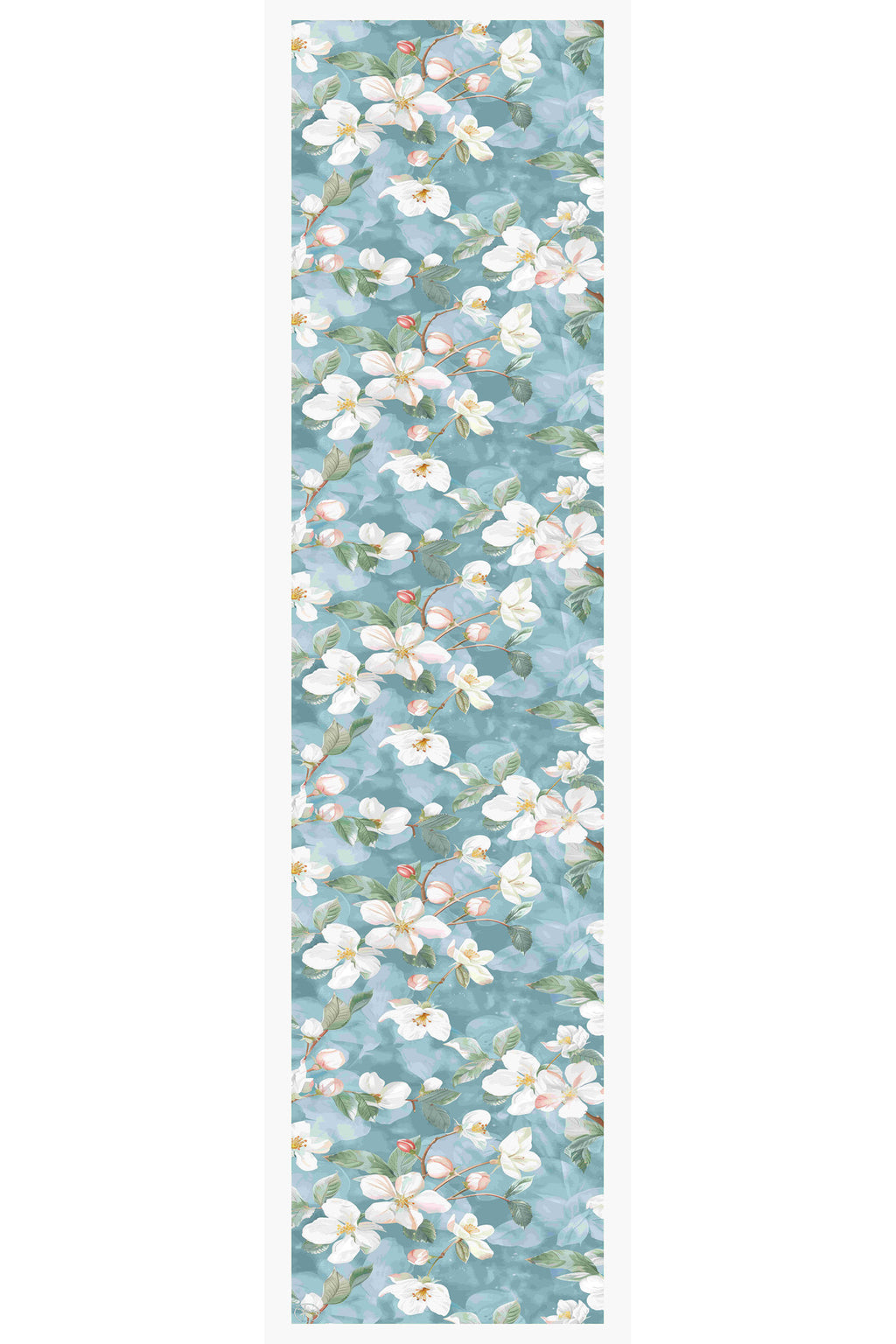 Beyaz Zambak Desen Kadın Saten Fular 30x165cm - görsel 3