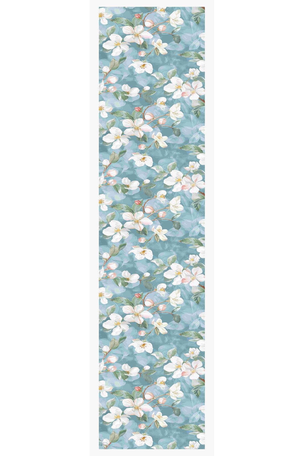 Beyaz Zambak Desen Kadın Saten Fular 30x165cm - görsel 3