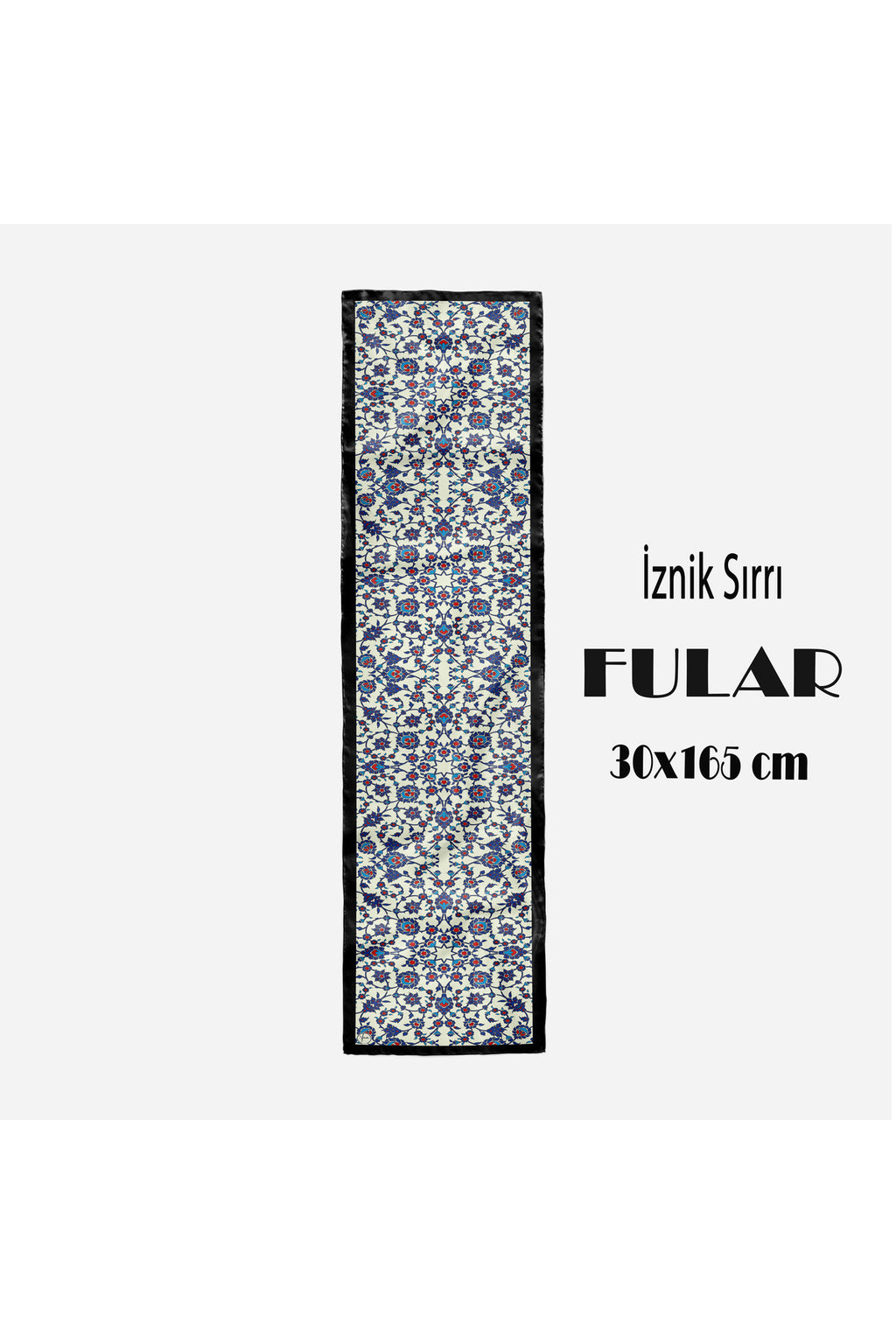 İZNİK SIRRI Desen Şık & Zarif Kadın Aksesuarı Saten Fular 30x165cm - görsel 3