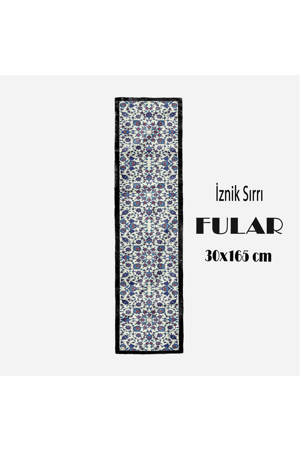İZNİK SIRRI Desen Şık & Zarif Kadın Aksesuarı Saten Fular 30x165cm - görsel 3