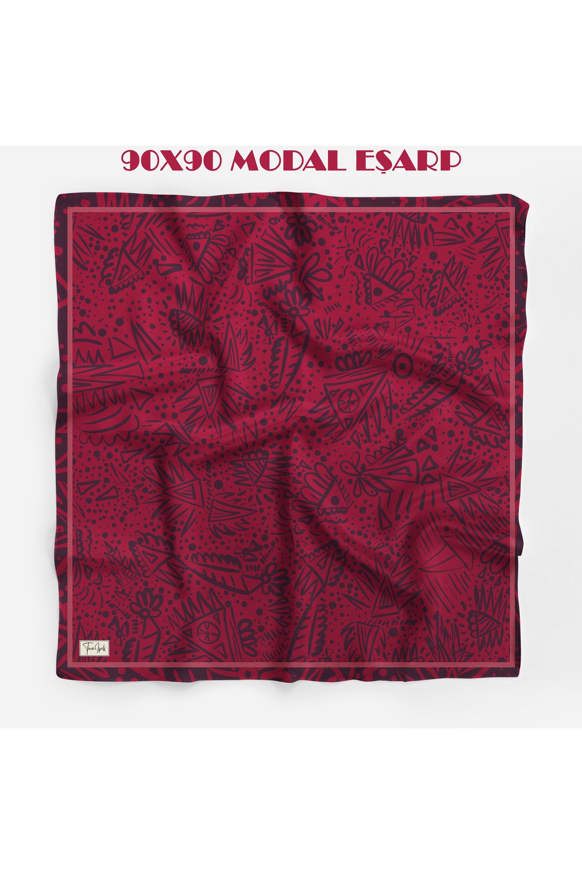 NOMAD Desen 94X94cm Viskon Modal Eşarp - Bordo