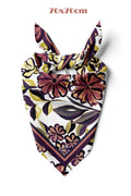 Bordo Çiçek Bahçesi Desen 70*70cm Bandana/Fular - Çok Renkli