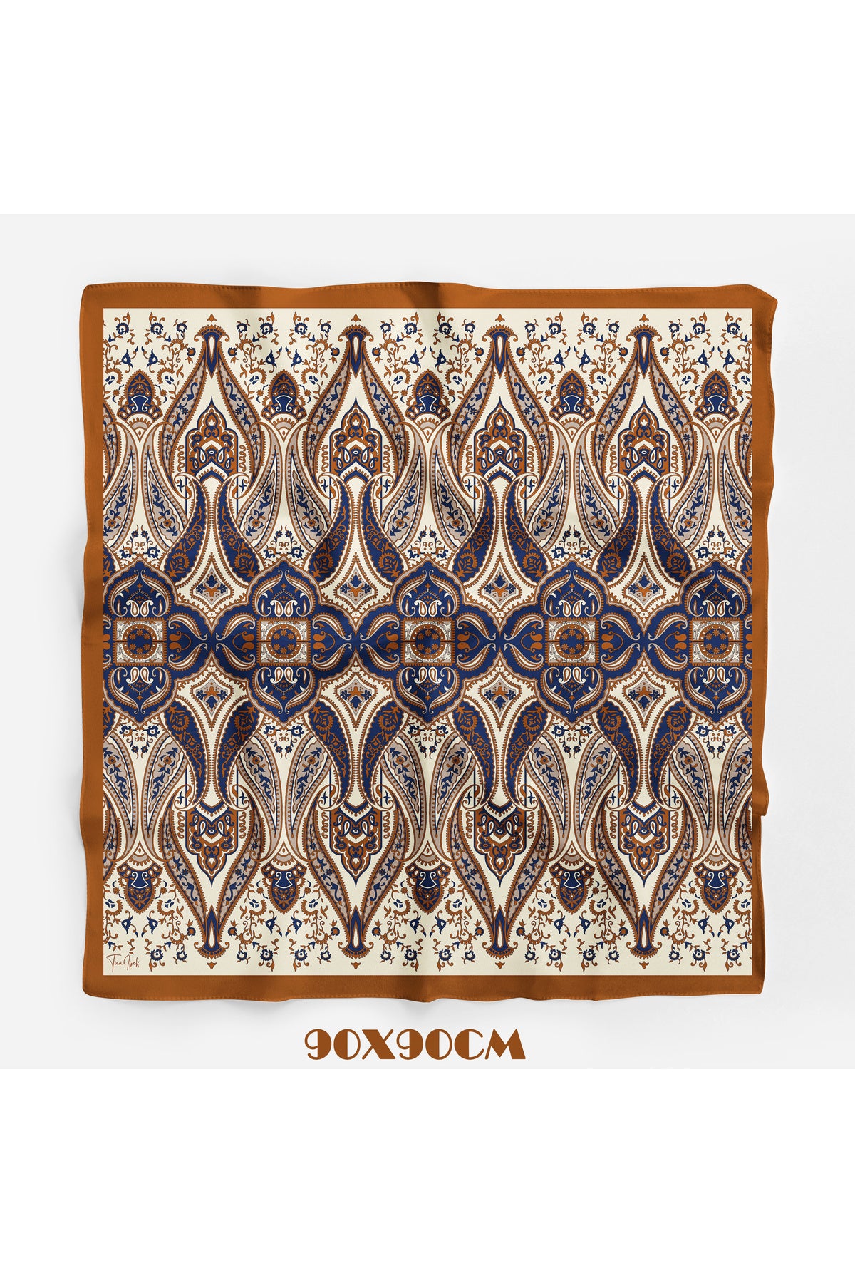 Etnik İllüzyon Desen 90X90cm Eşarp/Fular - görsel 2