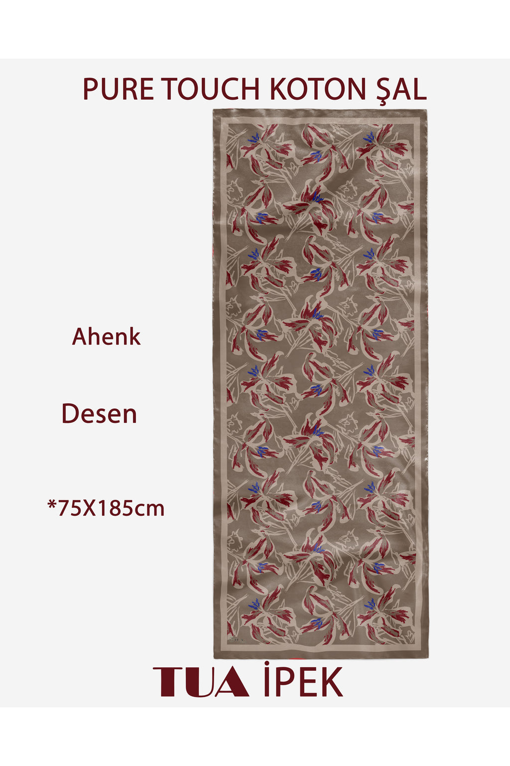 Vivid Floral Desen Pure Touch Koton Şal 75x185cm - görsel 2