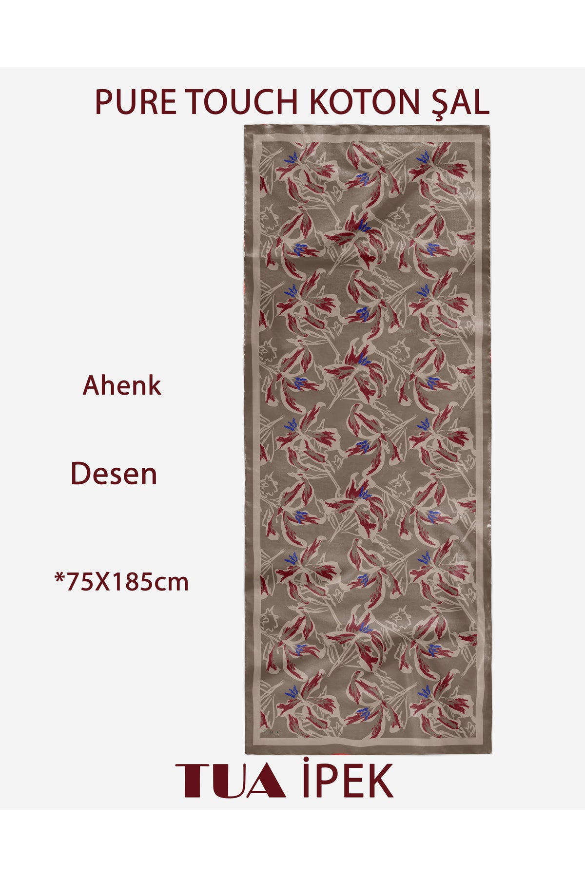 Vivid Floral Desen Pure Touch Koton Şal 75x185cm - görsel 2