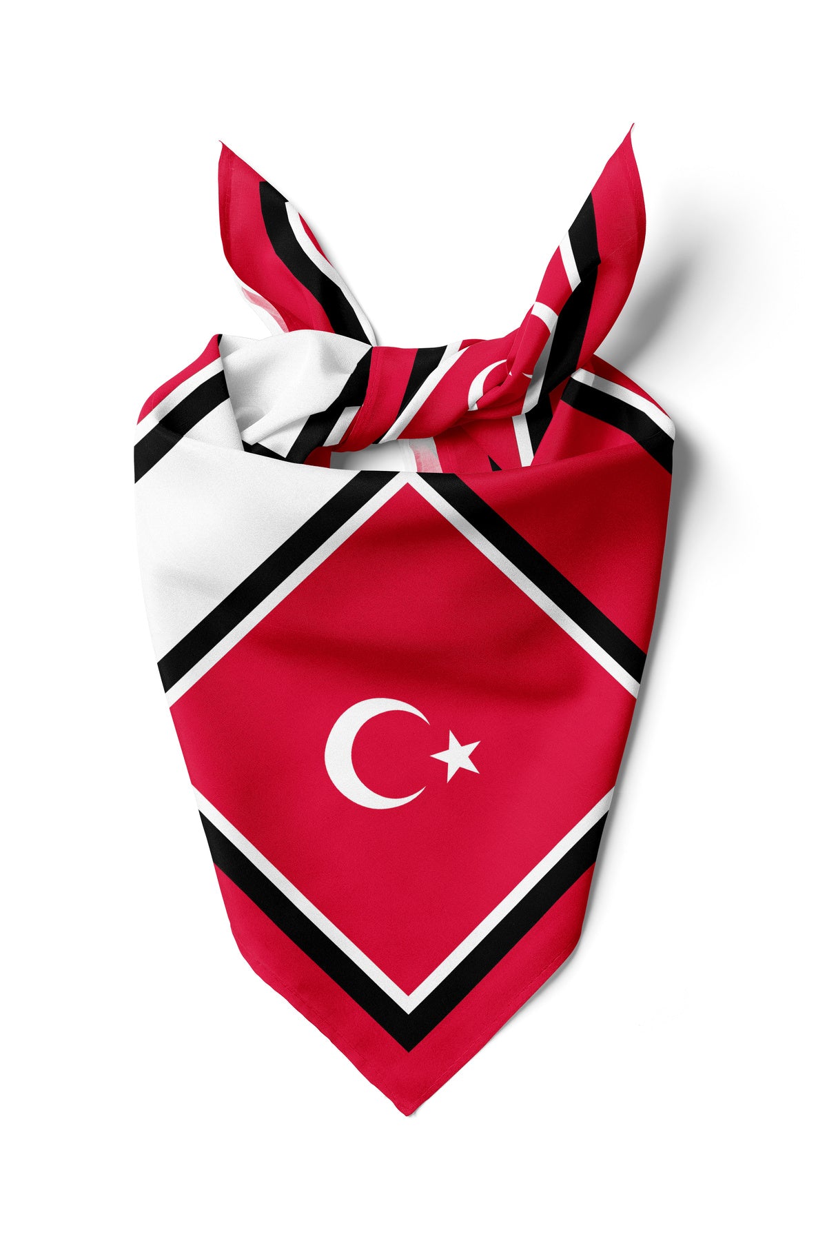 Türk Bayrağı Desen 55x55cm Bandana/Fular - Çok Renkli