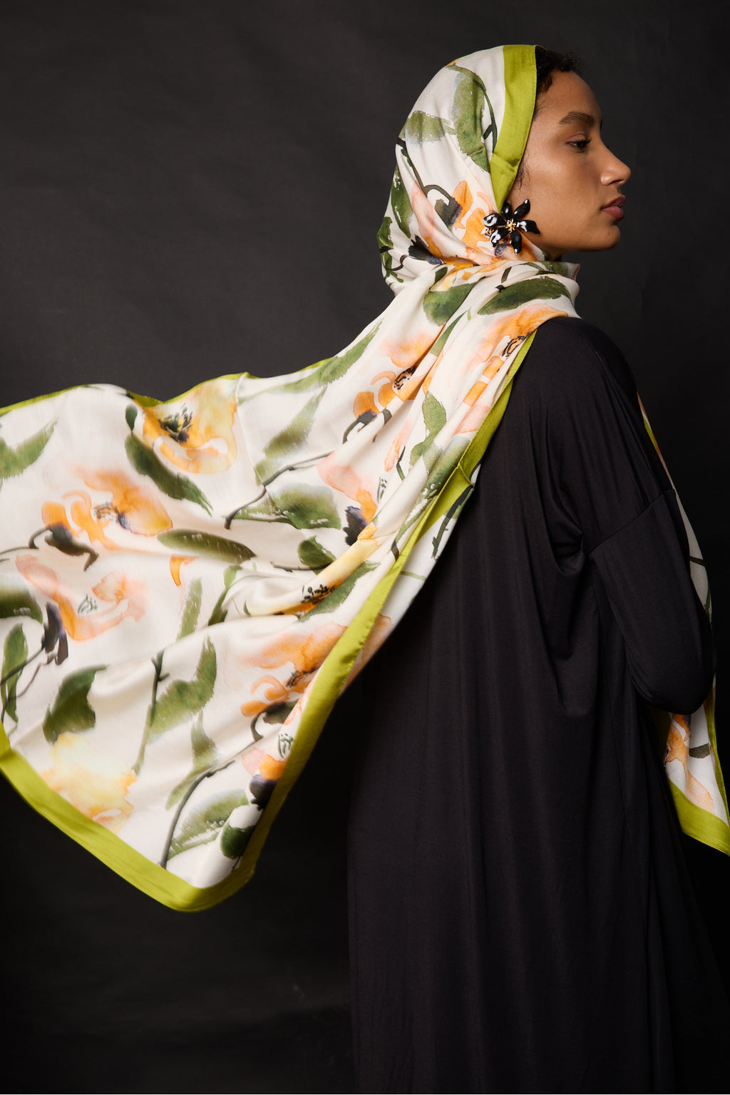 Organic Viscose İpeği İNCİRA ŞAL - FLoral Desenli - görsel 7