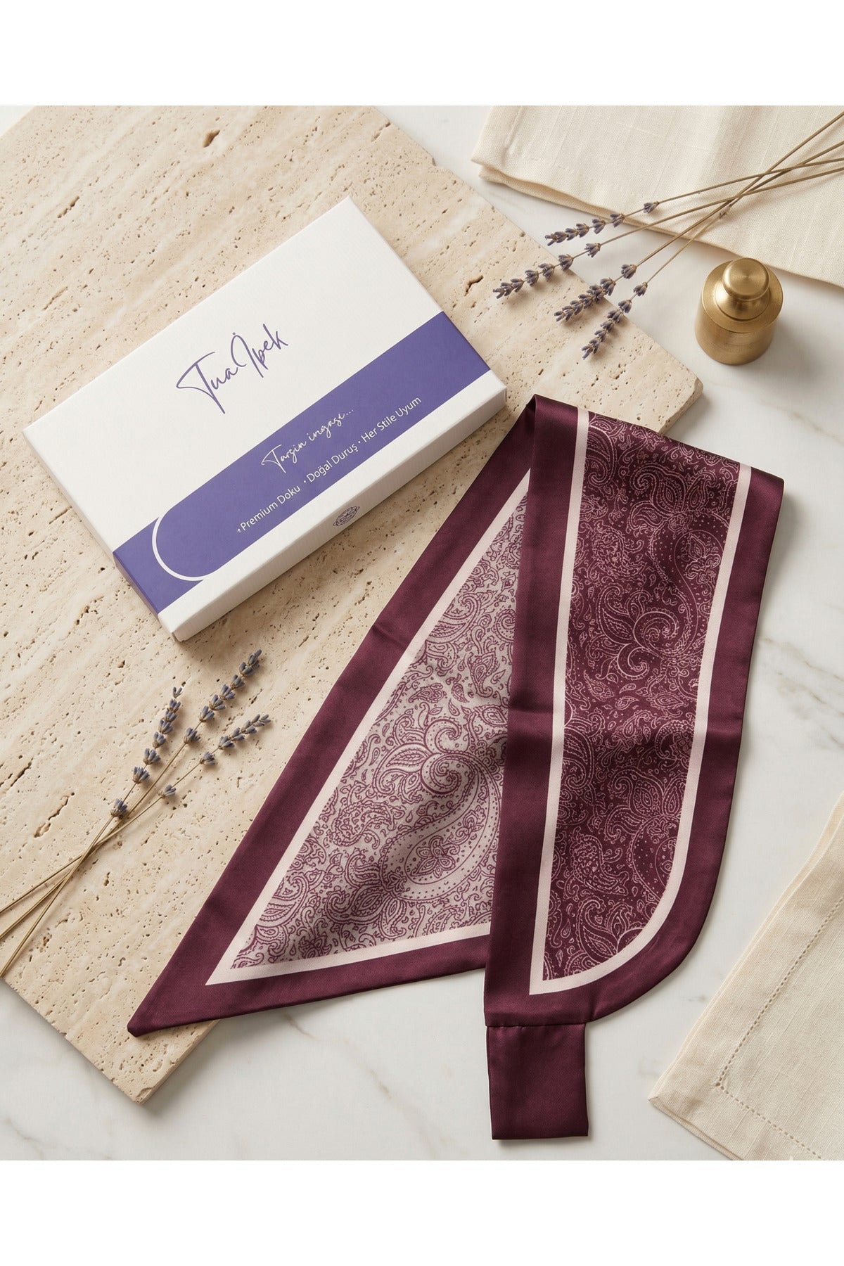 PURPLE PAİSLEY Desen Kravat/Fular - görsel 2