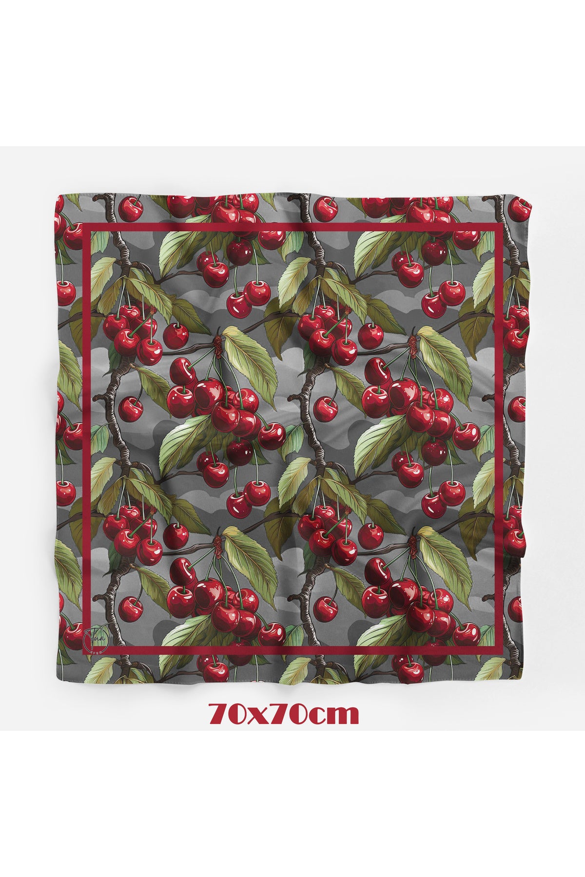 Kirazlı Rapsodi Desen 70*70cm Bandana/Fular - görsel 2