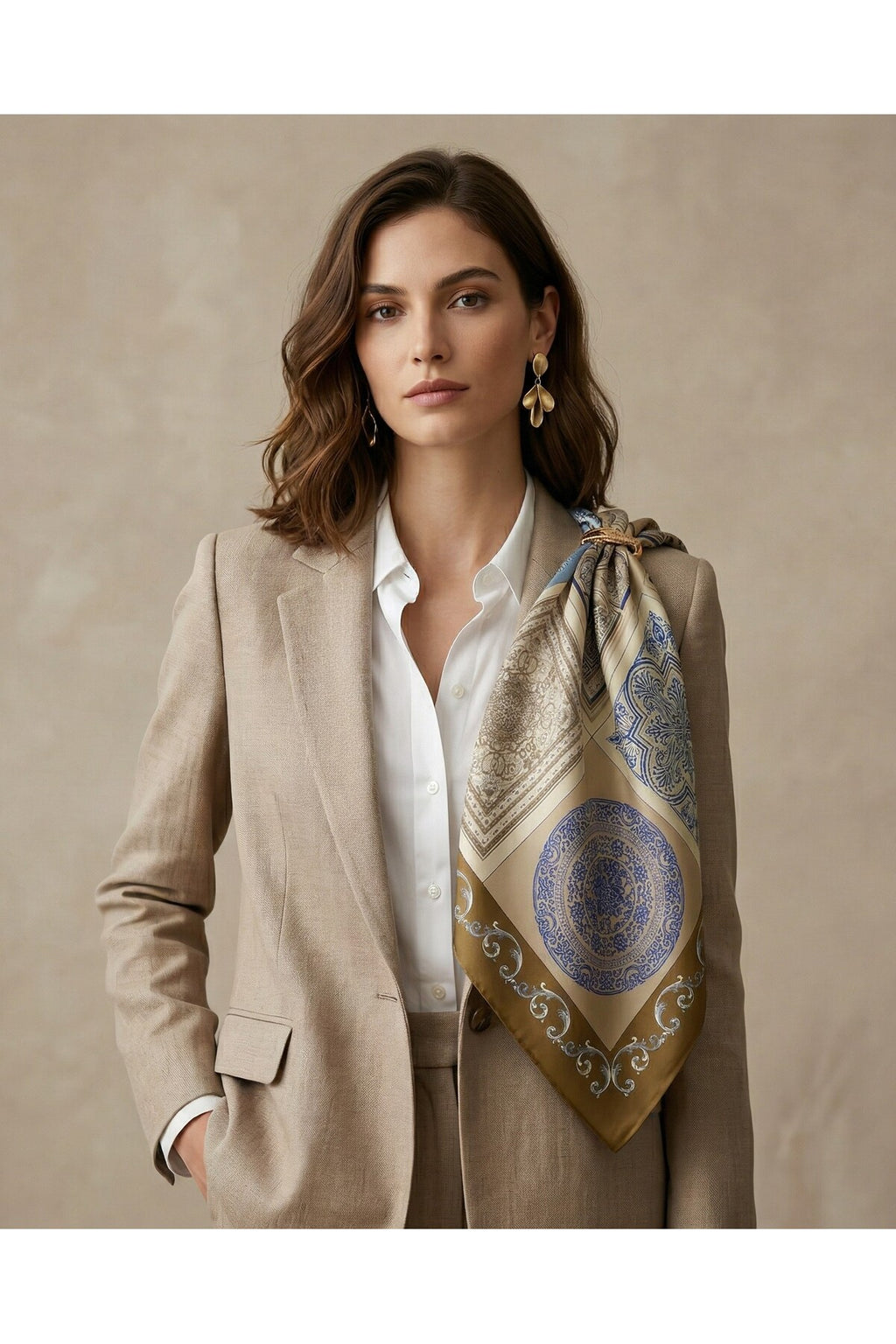 ÇİNİ SIRRI Scarf Desen 90X90cm Eşarp/Fular - görsel 4