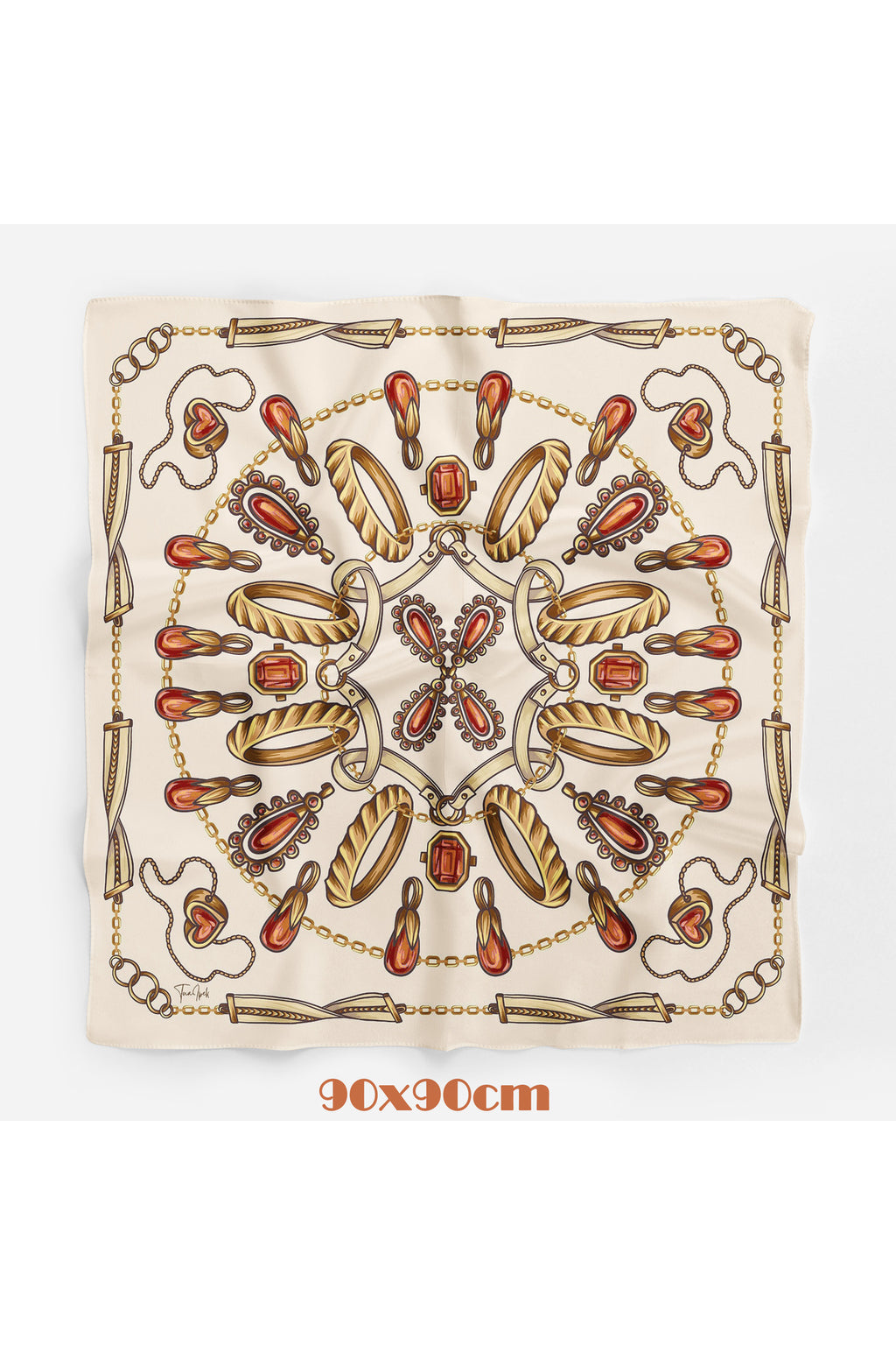 KBaroque Pearl Desen 90X90cm Eşarp/Fular - Siyah