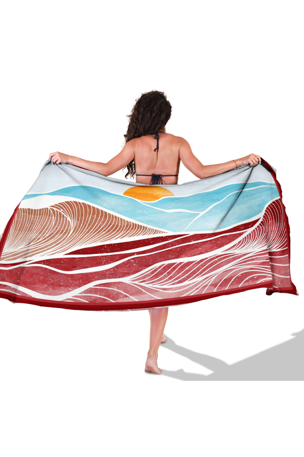 SUNWAVE BORDO Desen İç göstermeyen Saten PAREO - görsel 7