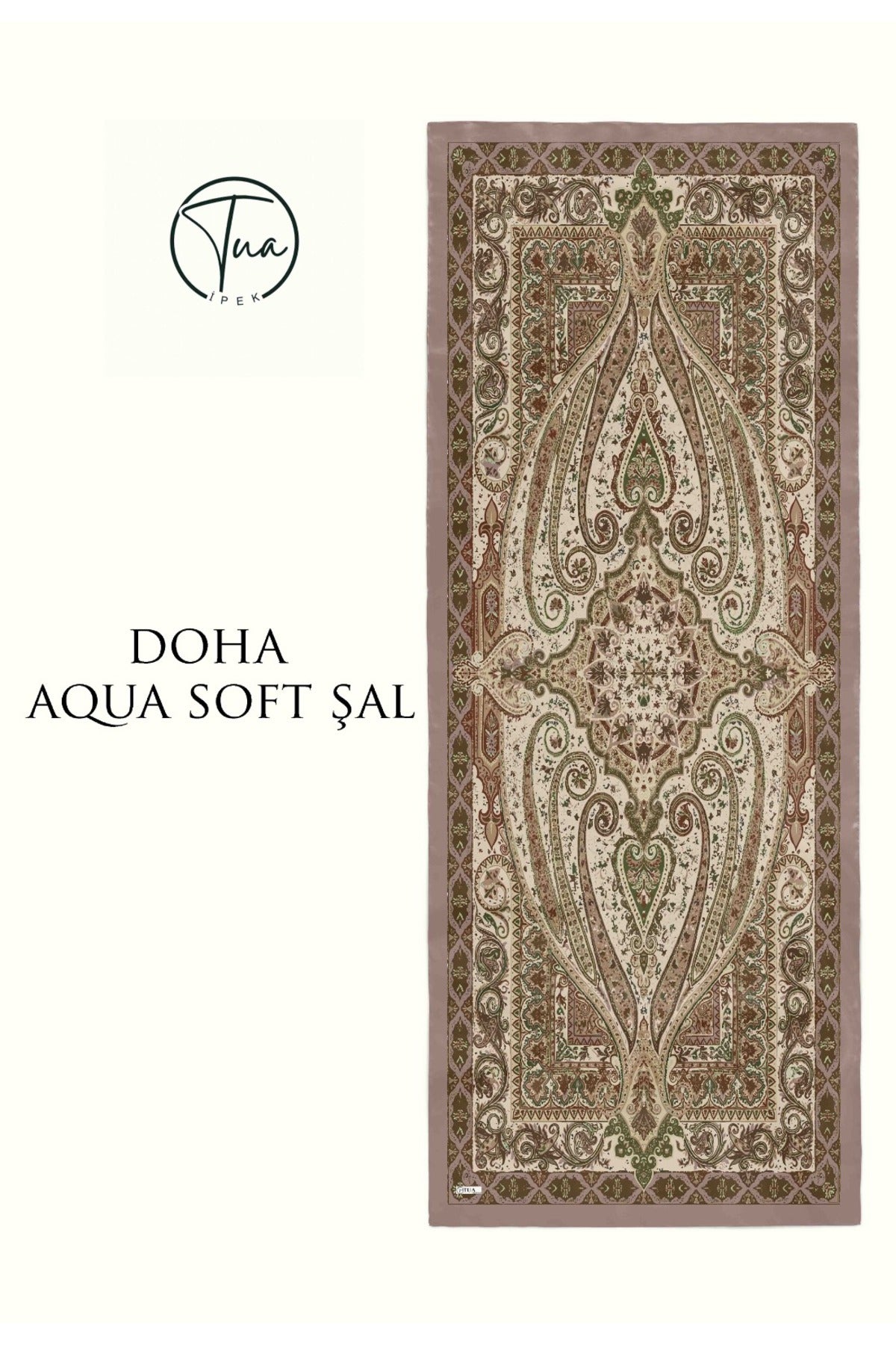 DOHA AQUA SOFT COTON ŞAL - ETNİK Desenli - VİZON