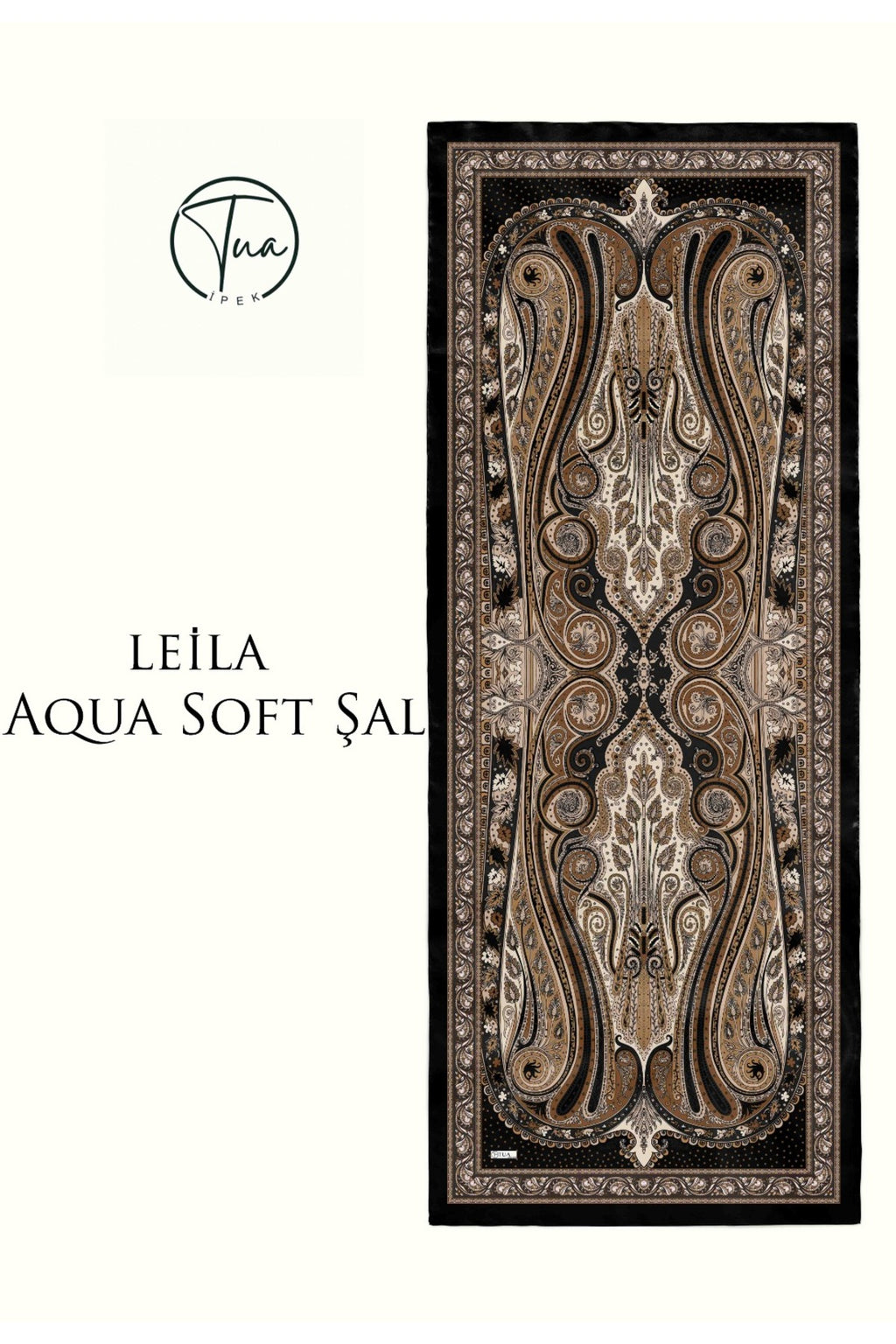 LEİLA AQUA SOFT COTON ŞAL - ETNİK Desenli - Siyah