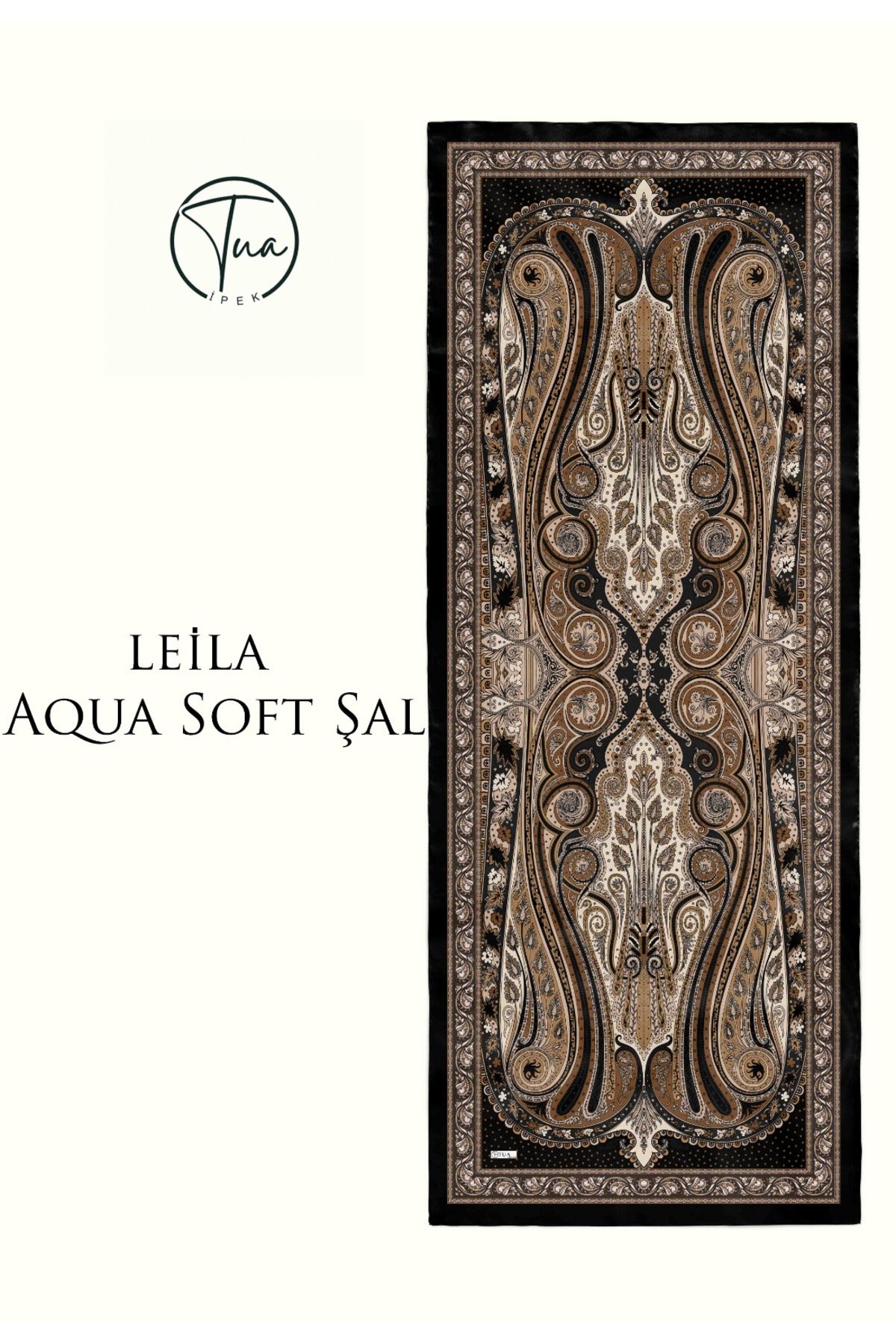LEİLA AQUA SOFT COTON ŞAL - ETNİK Desenli - Siyah