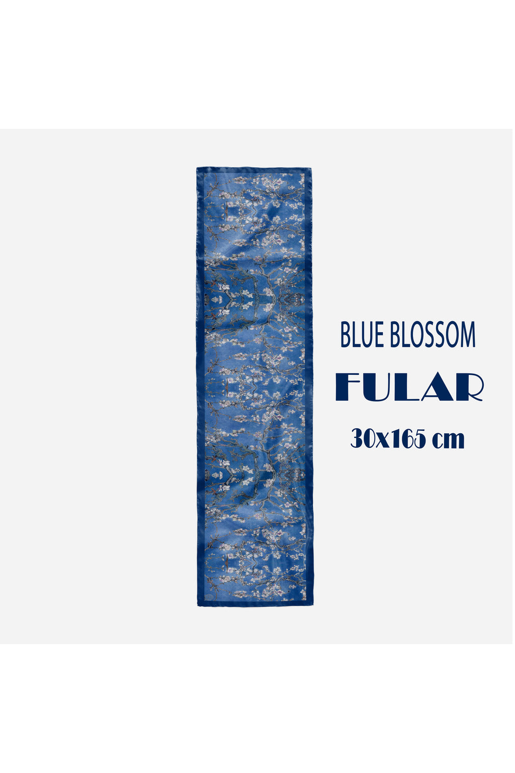 Blue BLOSSOM Desen Şık & Zarif Kadın Aksesuarı Saten Fular 30x165cm - görsel 2
