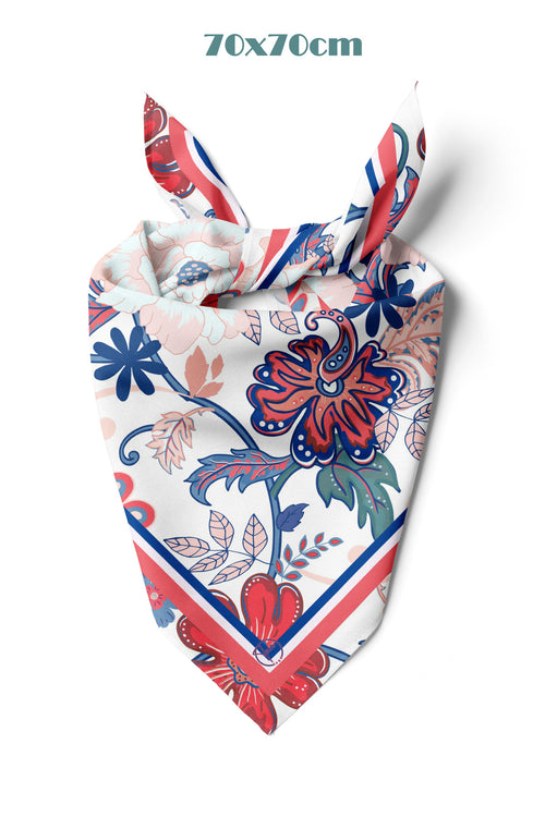 Barok Çiçekleri Desen 70*70cm Bandana/Fular - Çok Renkli