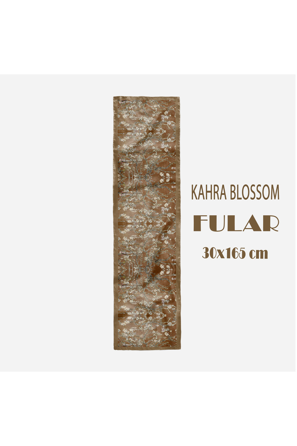 KAHRA BLOSSOM Desen Şık & Zarif Kadın Aksesuarı Saten Fular 30x165cm - görsel 4