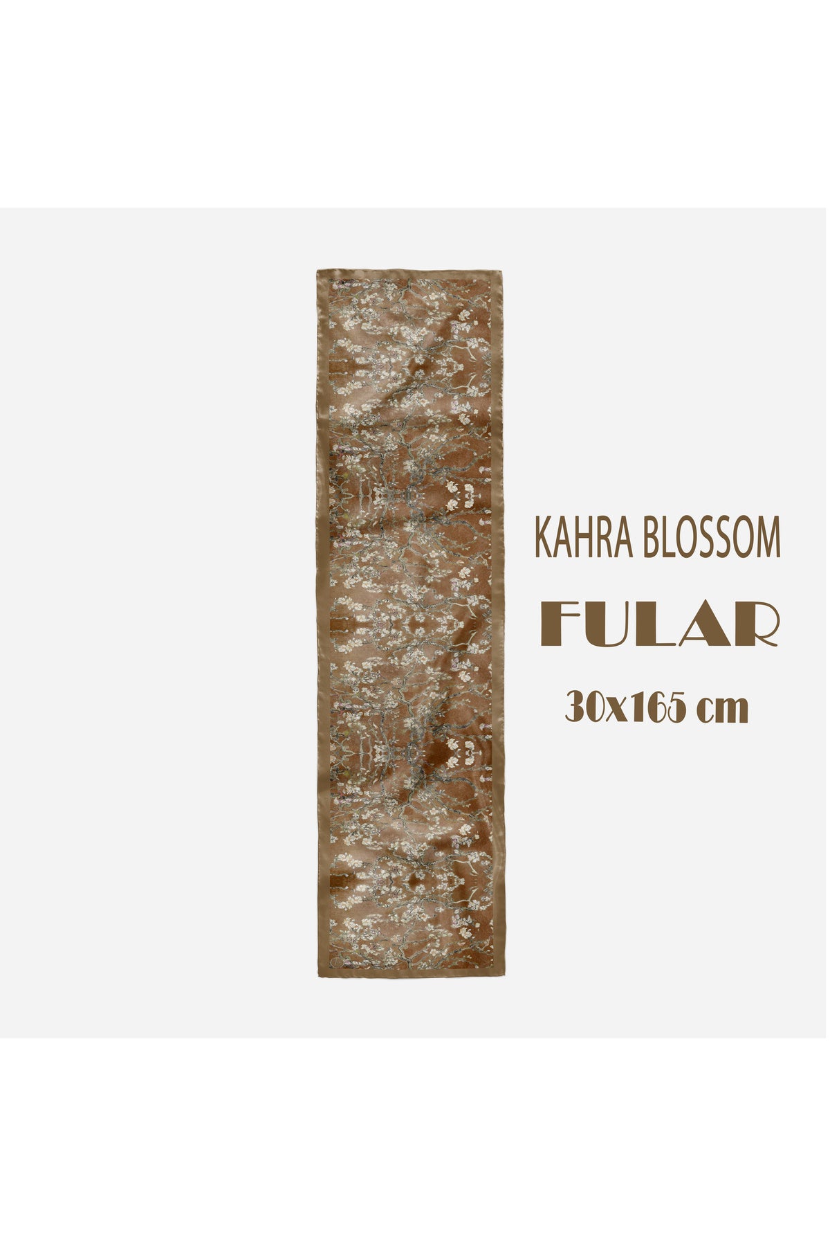 KAHRA BLOSSOM Desen Şık & Zarif Kadın Aksesuarı Saten Fular 30x165cm - görsel 4