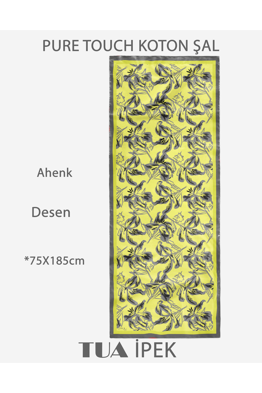 Vivid Floral Desen Pure Touch Koton Şal 75x185cm - görsel 2
