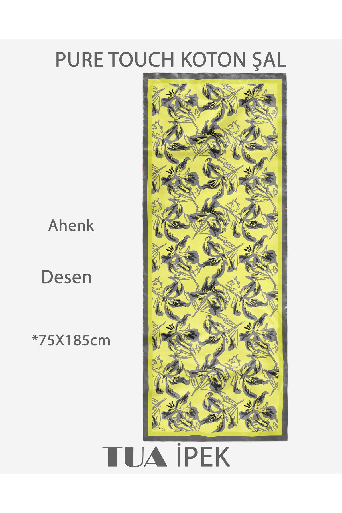 Vivid Floral Desen Pure Touch Koton Şal 75x185cm - görsel 2
