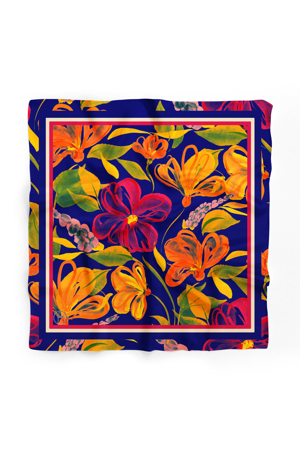 Coral Flower Desen 55x55cm Bandana/Fular - görsel 2