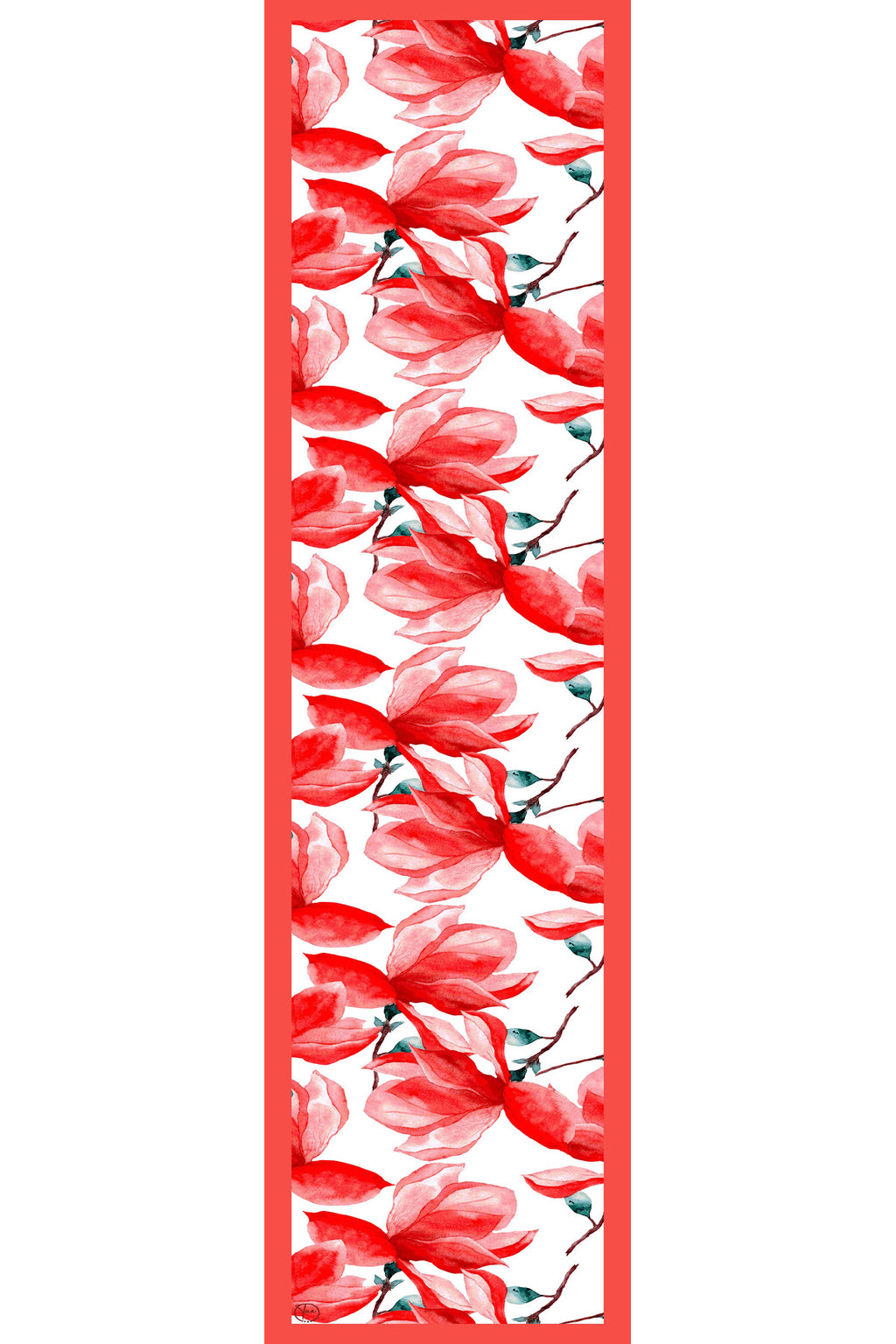 Kiraz Çiçeği Desen Kadın Saten Fular 30x165cm - görsel 3