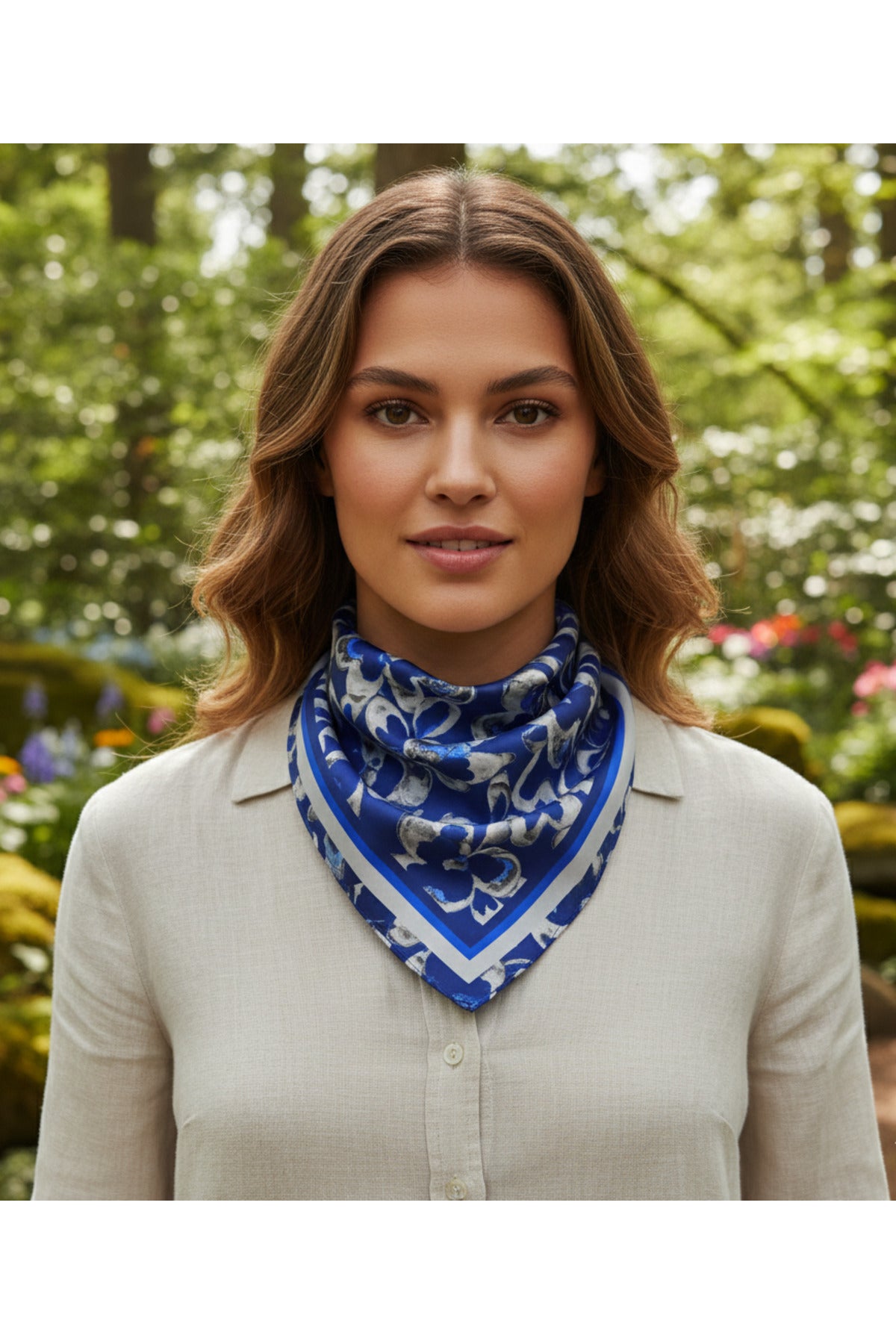 Blue Aura Desen 70*70cm Bandana/Fular - görsel 4
