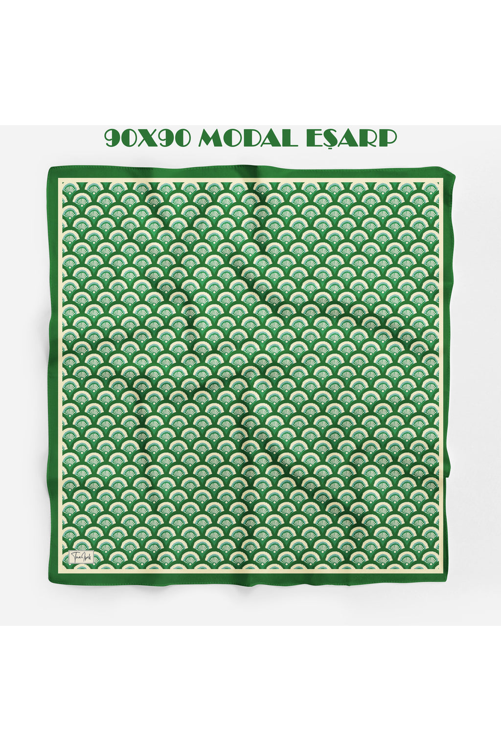 İLMEK Desen 94X94cm Viskon Modal Eşarp - Yeşil