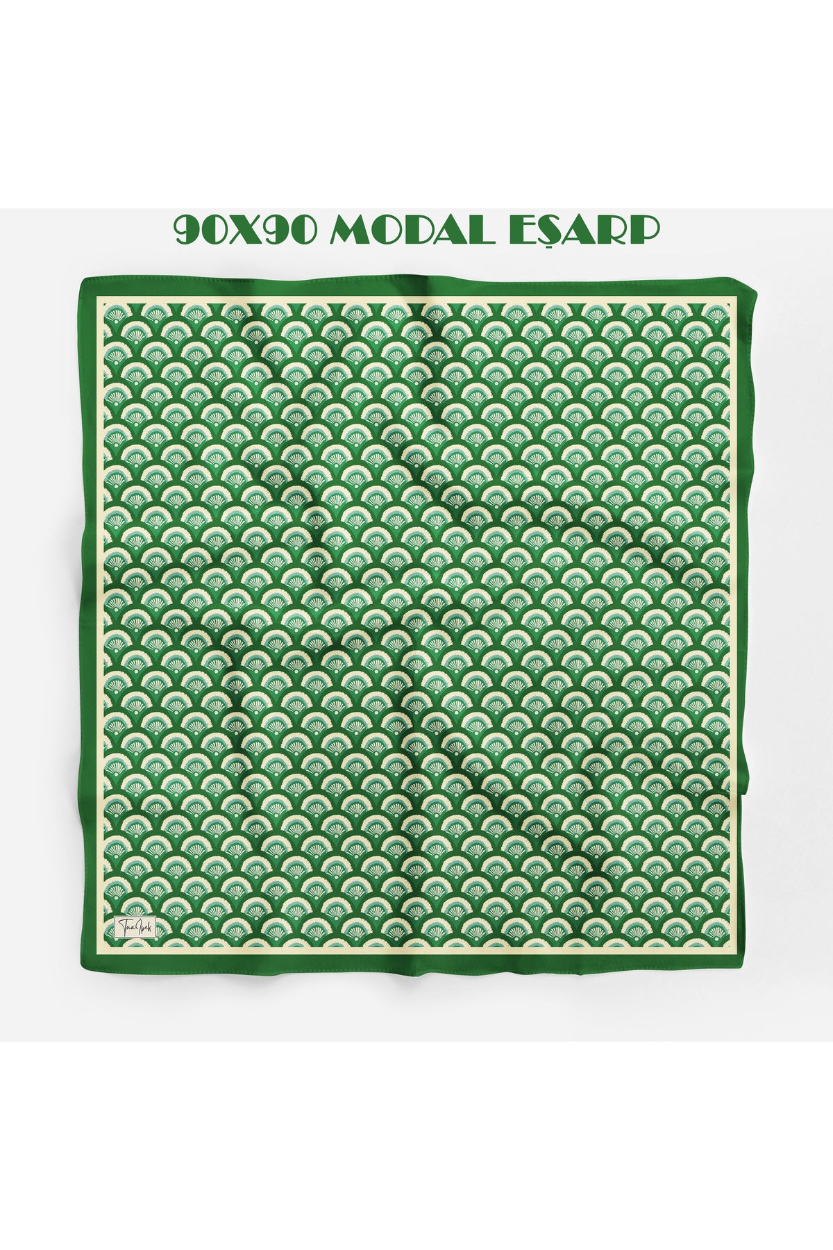 İLMEK Desen 94X94cm Viskon Modal Eşarp - Yeşil