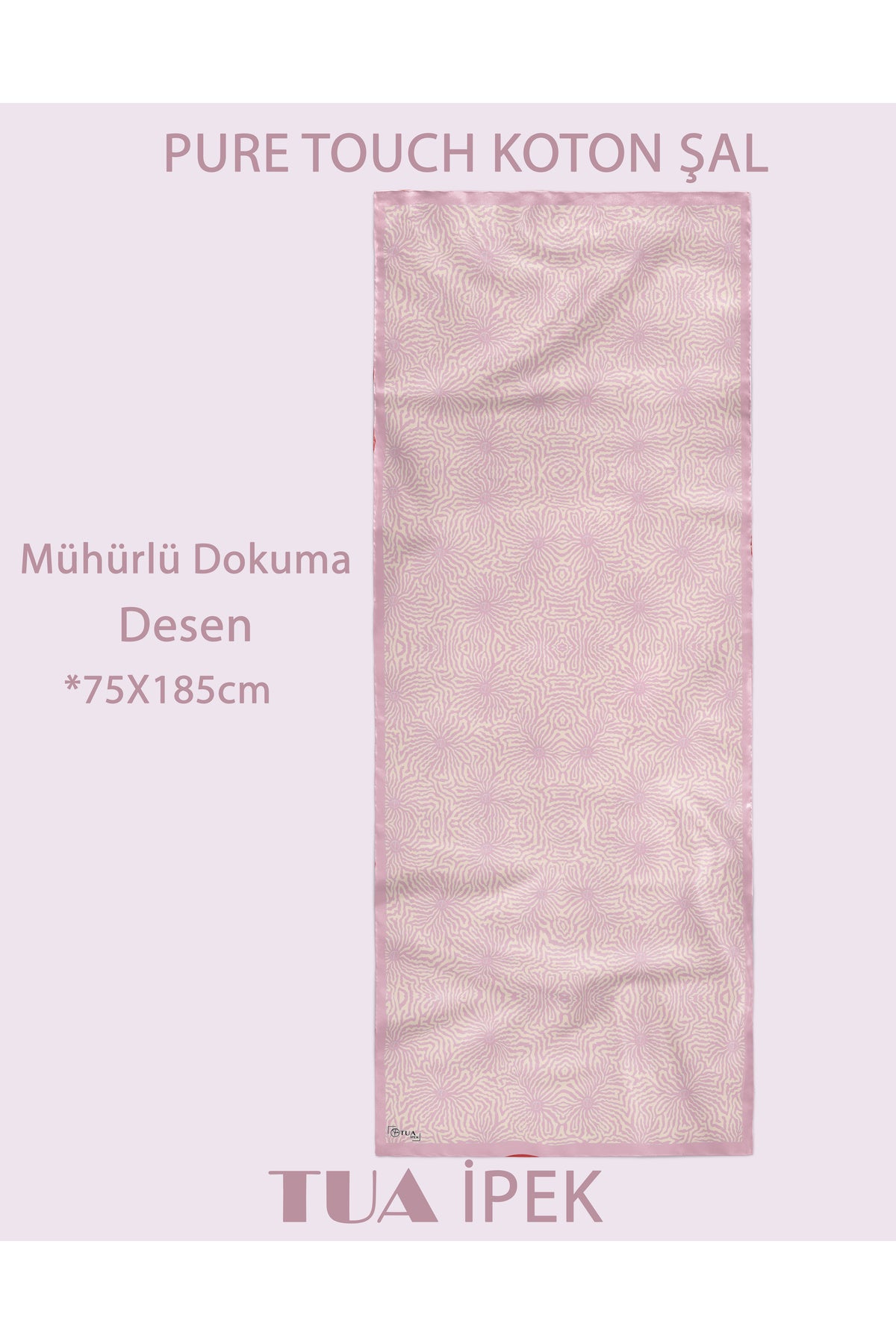 Mühürlü Dokuma Desen Pure Touch Koton Şal 75x185cm - Pembe