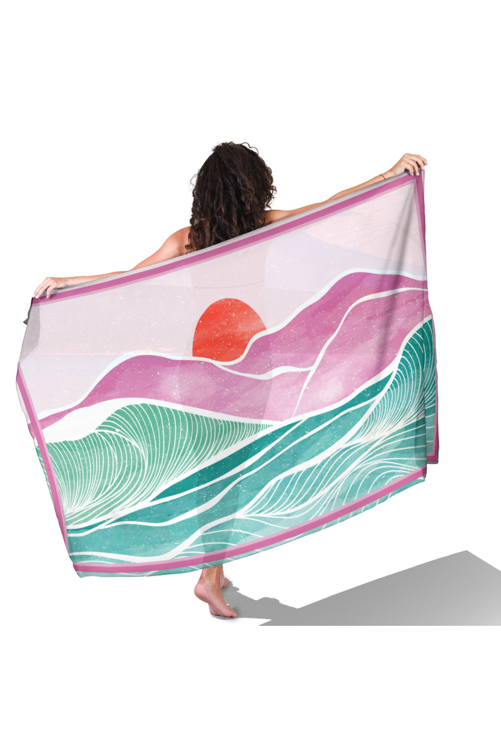 SUNWAVE PEMBE Desen İç göstermeyen Saten PAREO - görsel 6