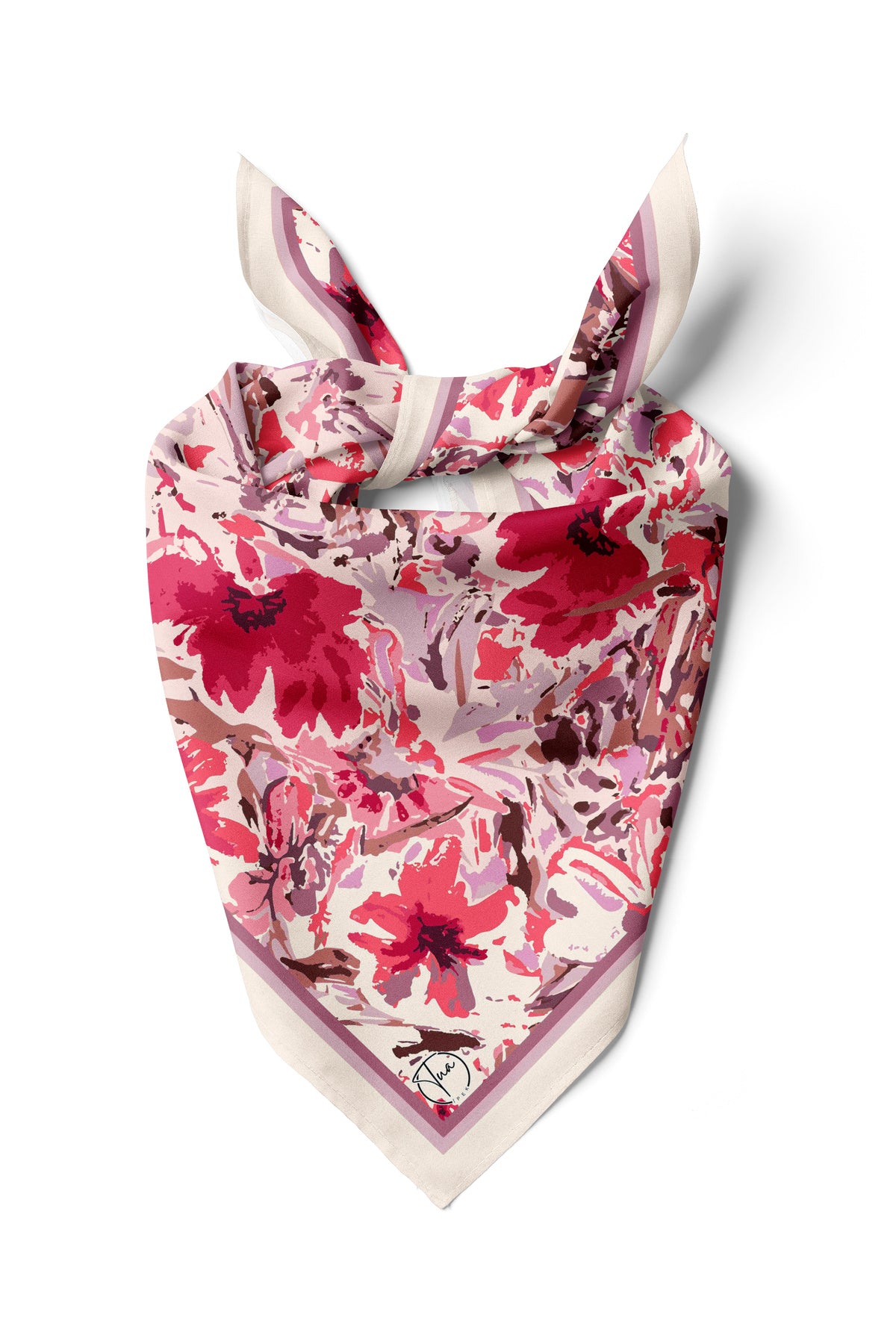 PINK FLOWER Desen Bandana/Fular - Çok Renkli