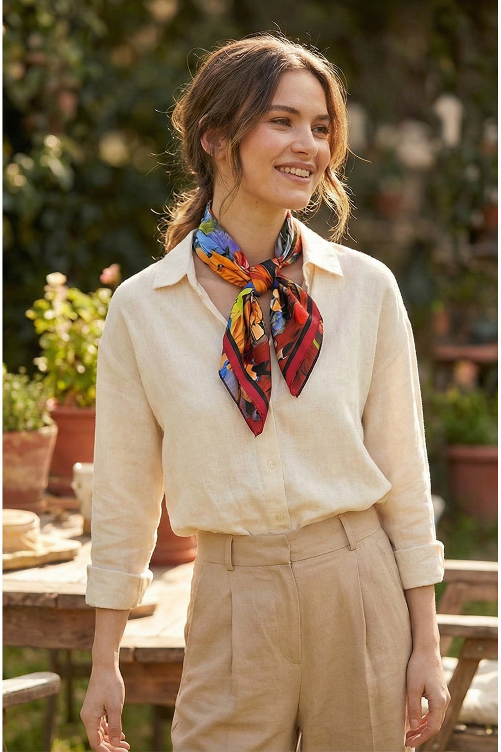 Renk Fırtınası Desen 55x55cm Bandana/Fular - Çok Renkli