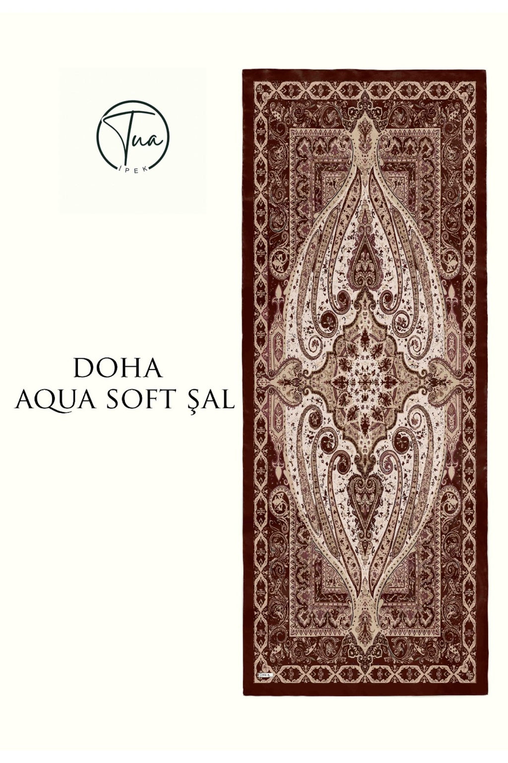 DOHA AQUA SOFT COTON ŞAL - ETNİK Desenli - Kahverengi