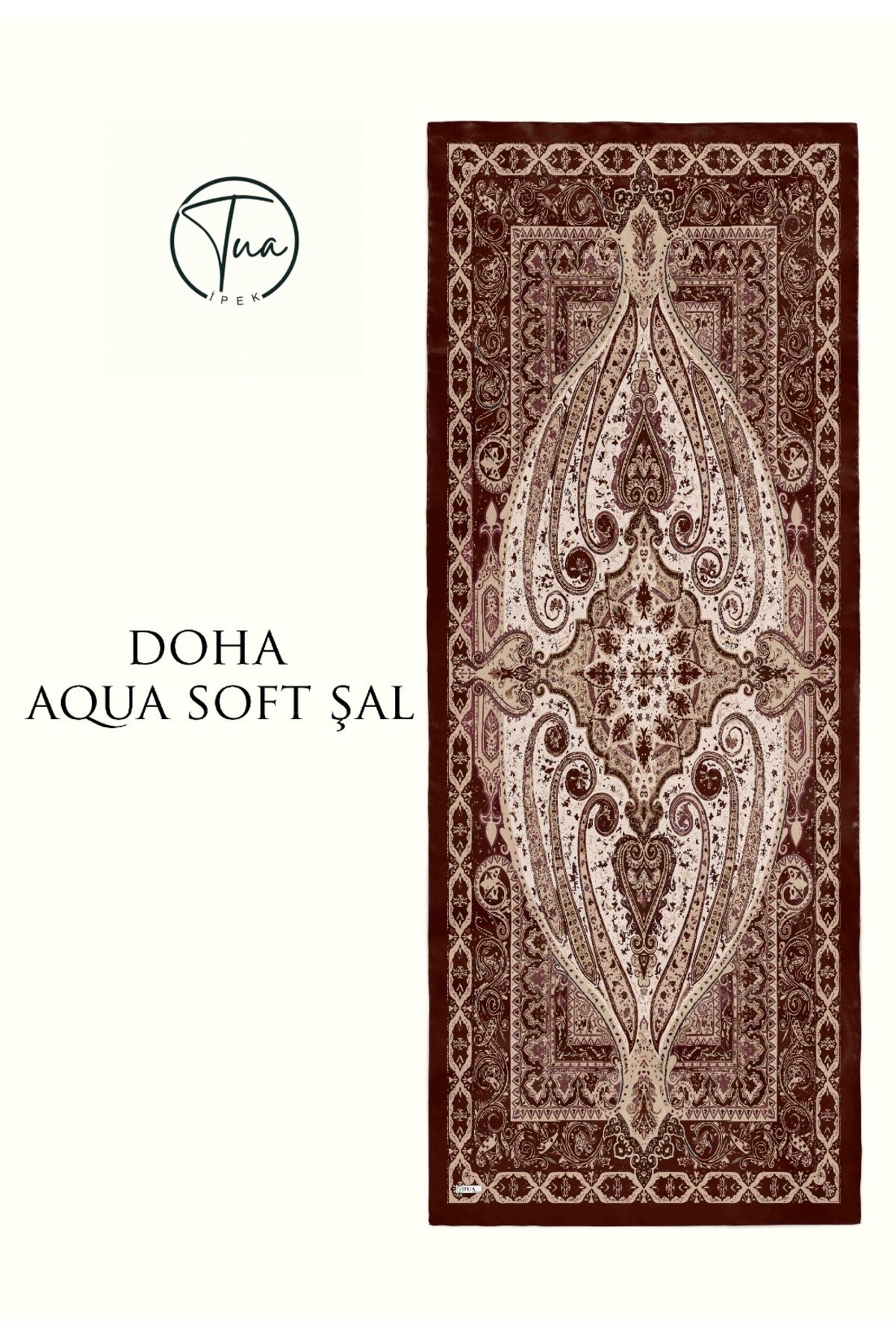 DOHA AQUA SOFT COTON ŞAL - ETNİK Desenli - Kahverengi