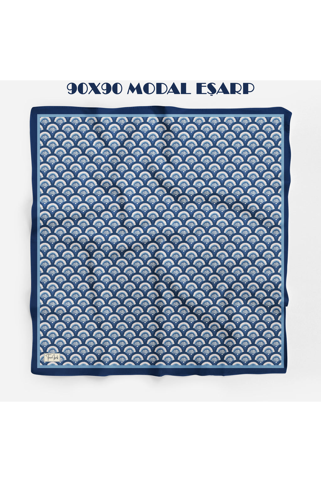 İLMEK Desen 94X94cm Viskon Modal Eşarp - İndigo Mavi