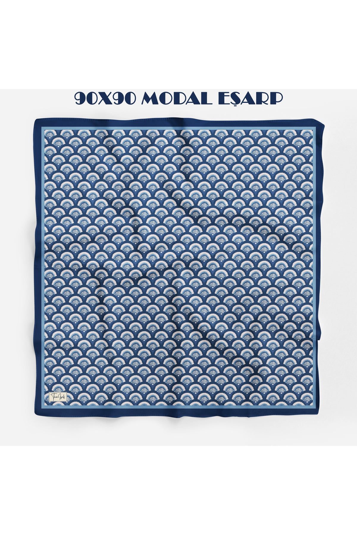 İLMEK Desen 94X94cm Viskon Modal Eşarp - İndigo Mavi