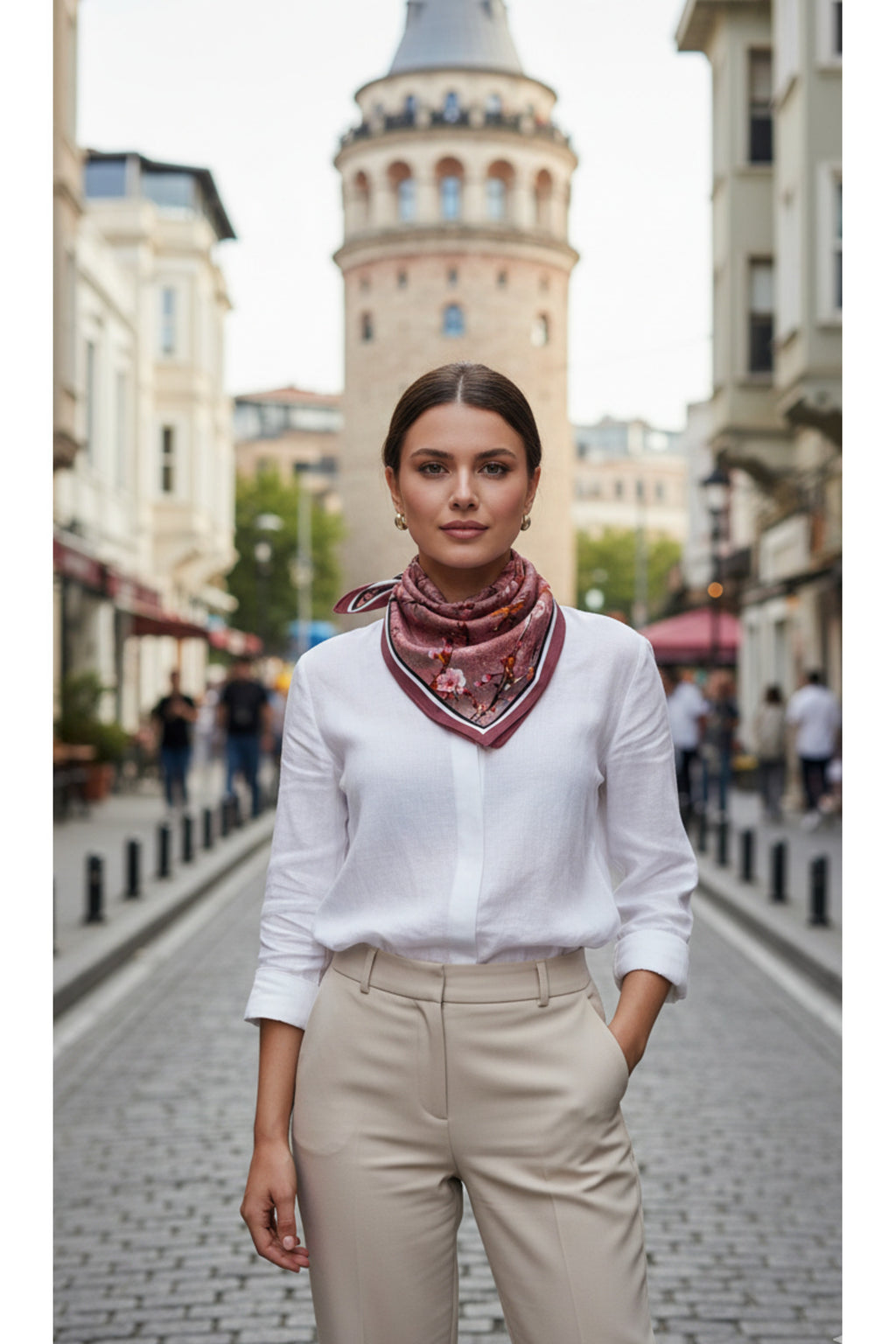 Kızıl Ağaç Desen 55x55cm Bandana/Fular - görsel 2