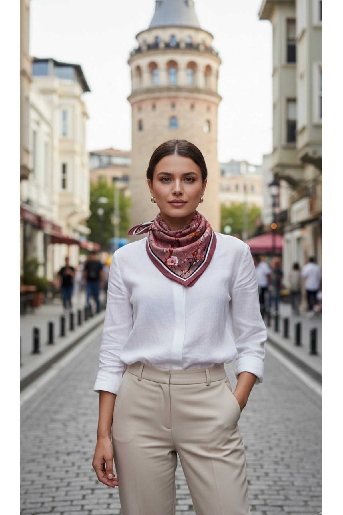 Kızıl Ağaç Desen 55x55cm Bandana/Fular - görsel 2