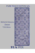 Mühürlü Dokuma Desen Pure Touch Koton Şal 75x185cm - Lacivert