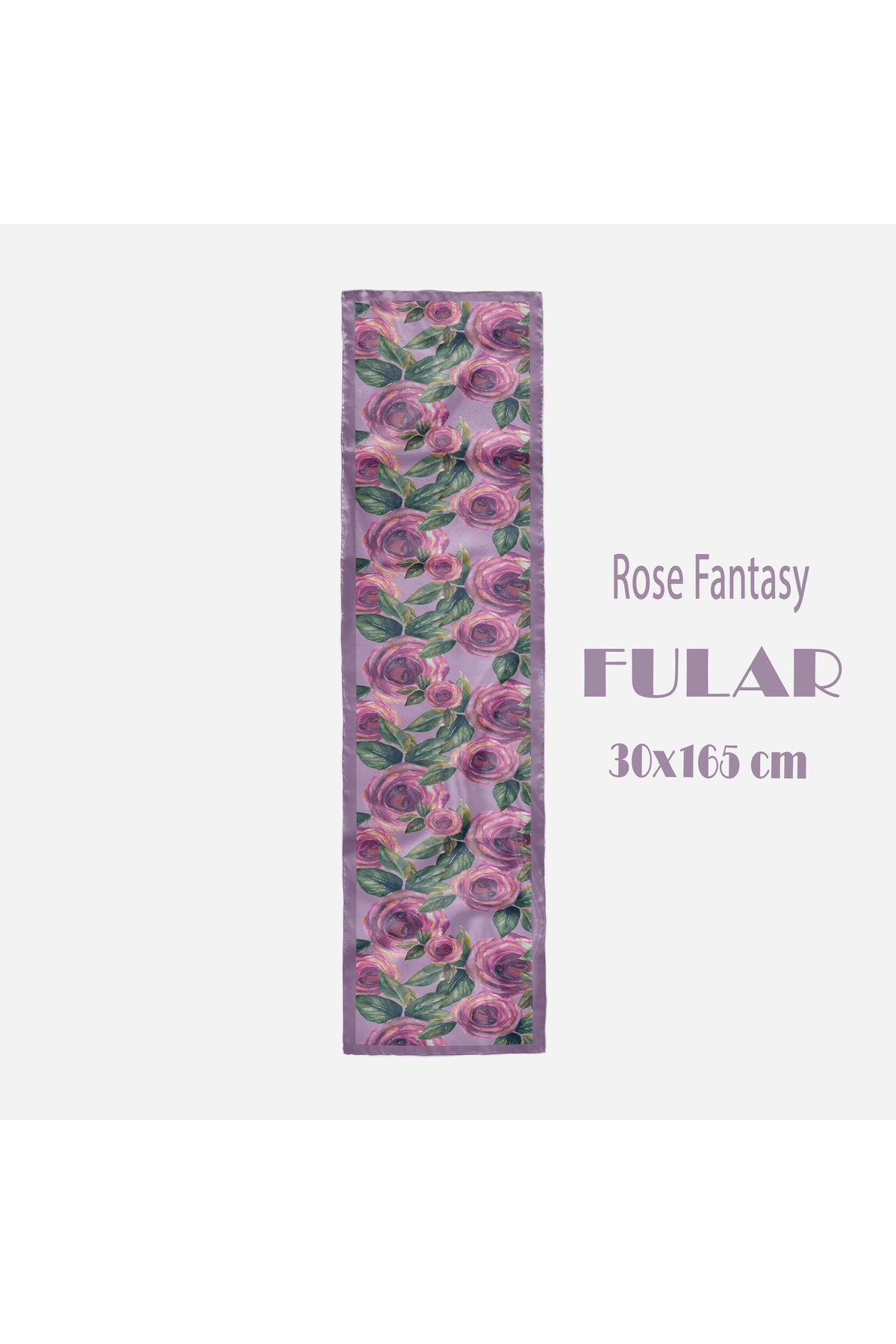 Lila Rose Fantasy Desen Kadın Saten Fular 30x165cm - görsel 2