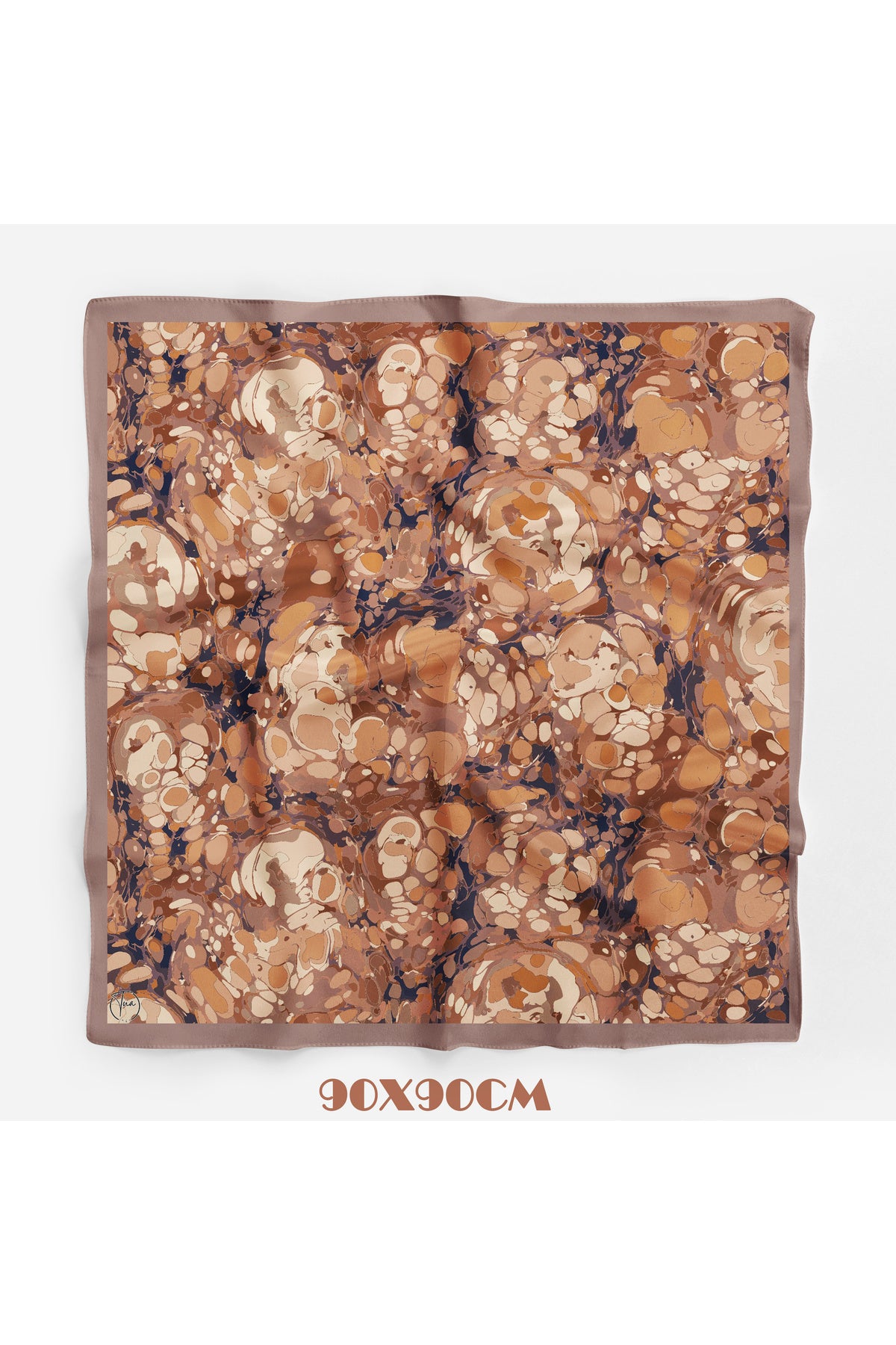 OCHRE Desen 90X90cm Matte Cotton Eşarp - görsel 3