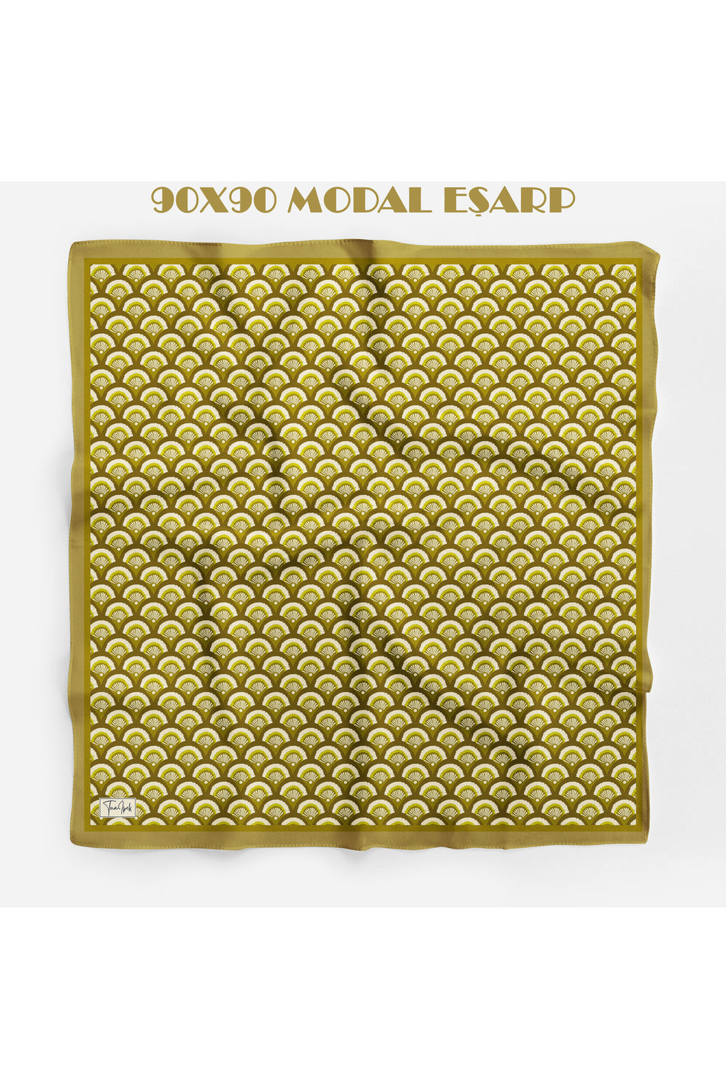 İLMEK Desen 94X94cm Viskon Modal Eşarp - Haki