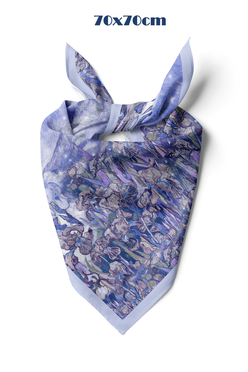 Süsen Bahçesi Lila Desen 70*70cm Bandana/Fular - Çok Renkli