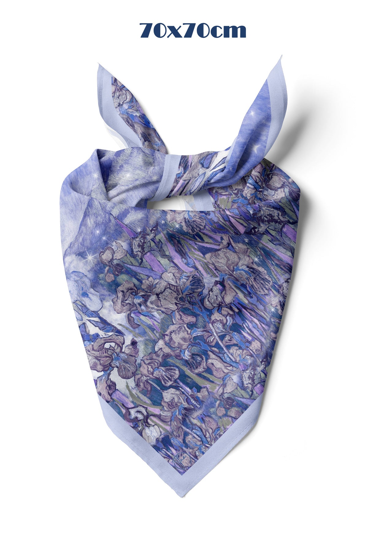 Süsen Bahçesi Lila Desen 70*70cm Bandana/Fular - Çok Renkli
