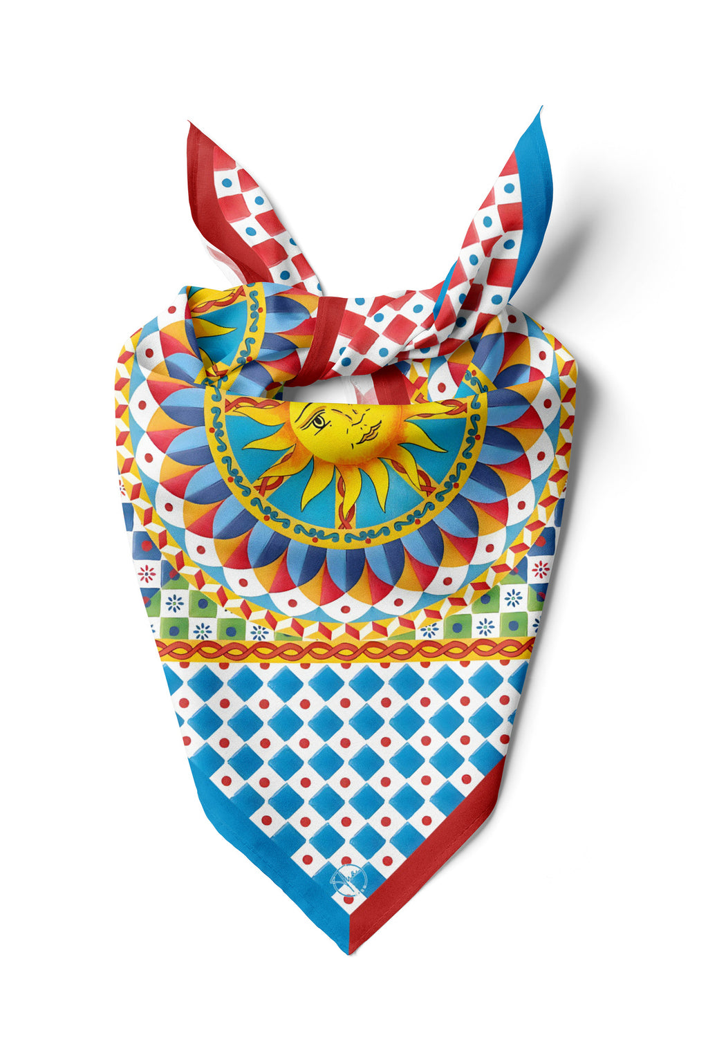 Akdeniz Güneşi Desen 55X55Cm Bandana/Fular - Çok Renkli