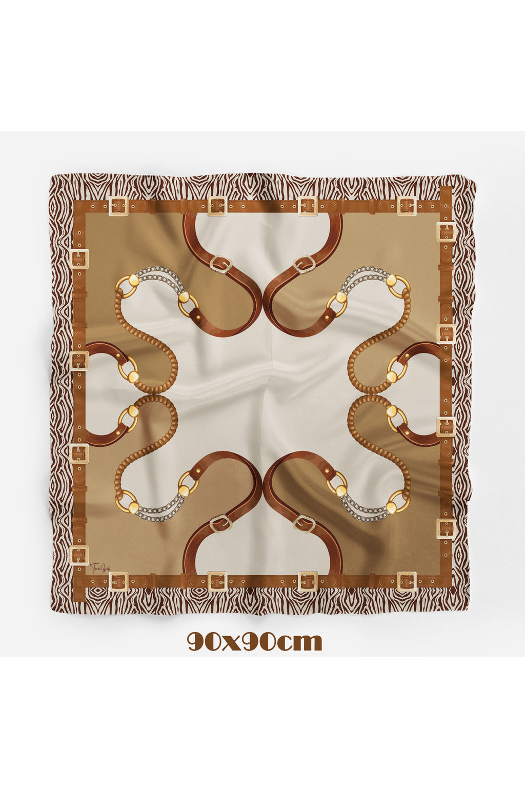 Terra Cotta Desen 90X90cm Eşarp/Fular - Kahverengi