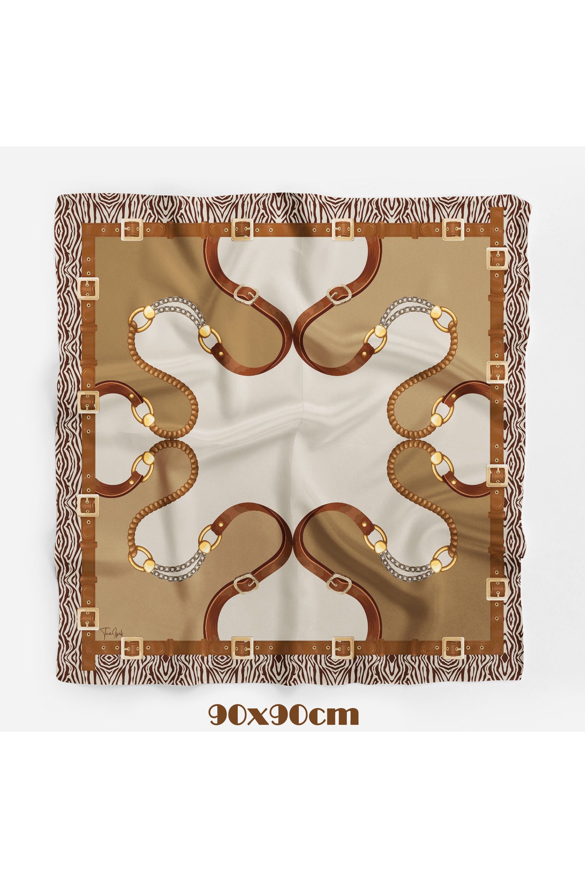 Terra Cotta Desen 90X90cm Eşarp/Fular - Kahverengi