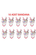 10'LU Paket 23 NİSAN TEMALI Desen Bandana/Fular - Kırmızı